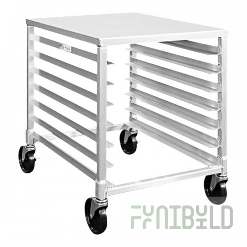 New Age 7 Pan End Load Half-Size Aluminum Bun / Sheet Pan Rack with Stainless Steel Top 92028