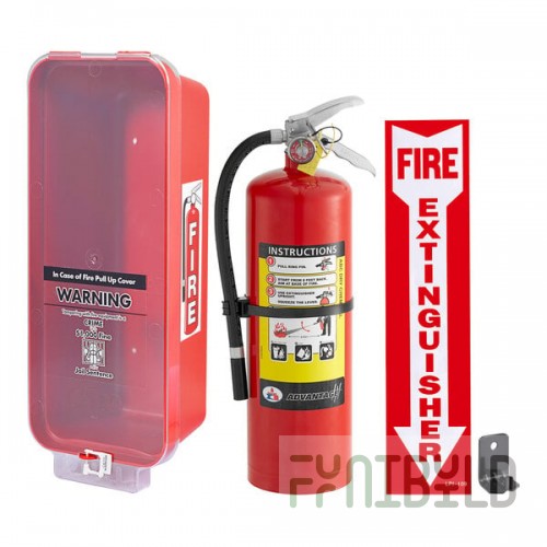 Badger Advantage ADV-10 10 lb. Dry Chemical Untagged Rechargeable Fire Extinguisher, Cato Warrior Red Plastic Cabinet with Clear Pull Cover, and Adhesive Label