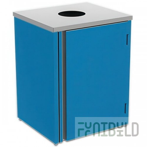 Lakeside 3410BL Rectangular Stainless Steel Waste Station with Top Access and Royal Blue Laminate Finish - 26 1/2