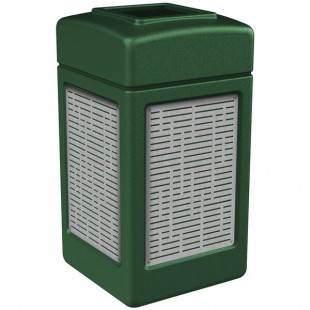 Commercial Zone 734060 42 Gallon Green Square Trash Can with Stainless Steel Horizontal Line Panels Commercial Zone 734060 42 Gallon Green Square Trash Can with Stainless Steel Horizontal Line Panels