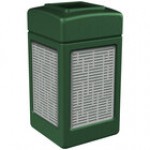 Commercial Zone 734060 42 Gallon Green Square Trash Can with Stainless Steel Horizontal Line Panels Commercial Zone 734060 42 Gallon Green Square Trash Can with Stainless Steel Horizontal Line Panels