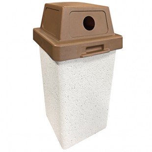 Wausau Tile TF1012 30 Gallon Concrete Square Recycling Bin with Plastic Side Hole Dome Lid Wausau Tile TF1012 30 Gallon Concrete Square Recycling Bin with Plastic Side Hole Dome Lid