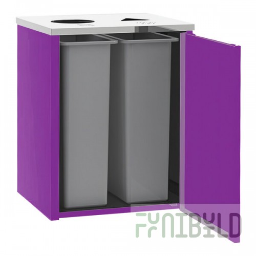 Lakeside 3412P Stainless Steel Rectangular Refuse / Recycling Station with Top Access and Purple Laminate Finish - 26 1/2