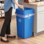 Lavex 25 Gallon Blue Square Recycling Can with Drop Shot Lid Lavex 25 Gallon Blue Square Recycling Can with Drop Shot Lid