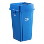 Lavex 25 Gallon Blue Square Recycling Can with Drop Shot Lid Lavex 25 Gallon Blue Square Recycling Can with Drop Shot Lid