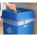 Lavex 25 Gallon Blue Square Recycling Can with Drop Shot Lid Lavex 25 Gallon Blue Square Recycling Can with Drop Shot Lid