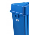 Lavex 25 Gallon Blue Square Recycling Can with Drop Shot Lid Lavex 25 Gallon Blue Square Recycling Can with Drop Shot Lid