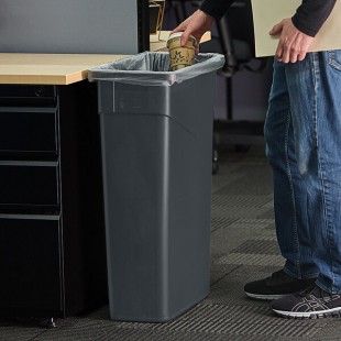 Carlisle 34202323 Trimline 23 Gallon Gray Slim Rectangular Trash Can