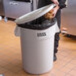 Lavex 44 Gallon White Round Commercial Trash Can and Lid Lavex 44 Gallon White Round Commercial Trash Can and Lid