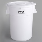 Lavex 44 Gallon White Round Commercial Trash Can and Lid Lavex 44 Gallon White Round Commercial Trash Can and Lid