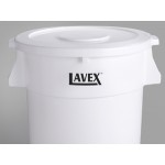 Lavex 44 Gallon White Round Commercial Trash Can and Lid Lavex 44 Gallon White Round Commercial Trash Can and Lid