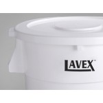 Lavex 44 Gallon White Round Commercial Trash Can and Lid Lavex 44 Gallon White Round Commercial Trash Can and Lid