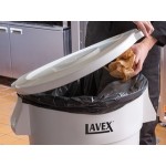 Lavex 44 Gallon White Round Commercial Trash Can and Lid Lavex 44 Gallon White Round Commercial Trash Can and Lid