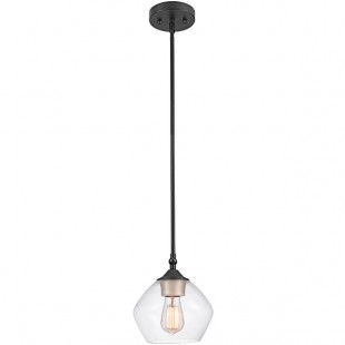 Globe Mid-Century Modern Matte Black / Gold Pendant Light with Clear Glass Shade - 120V, 60W