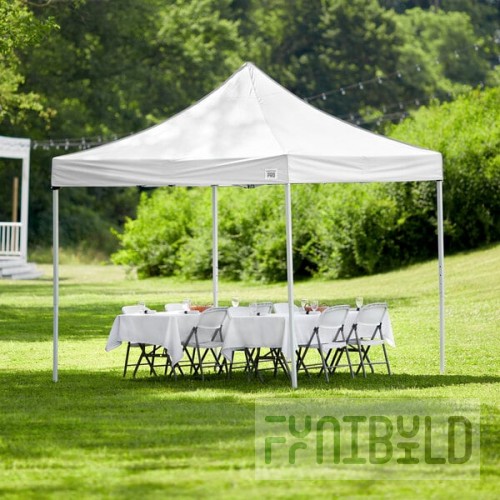 Backyard Pro Courtyard Series 10' x 10' White Straight Leg Regular-Duty Steel Instant Pop-Up Canopy Tent