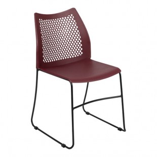 Flash Furniture Hercules Burgundy Ventilated Contoured Stacking Chair with Black Sled Base Flash Furniture Hercules Burgundy Ventilated Contoured Stacking Chair with Black Sled Base