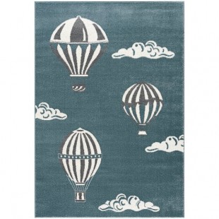 Abani Play Collection 4' x 6' Blue Contemporary Hot Air Balloon Area Rug