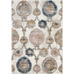 Abani Arto Collection 3' x 5' Cream / Blue Distressed Bohemian Medallion Area Rug Abani Arto Collection 3' x 5' Cream / Blue Distressed Bohemian Medallion Area Rug