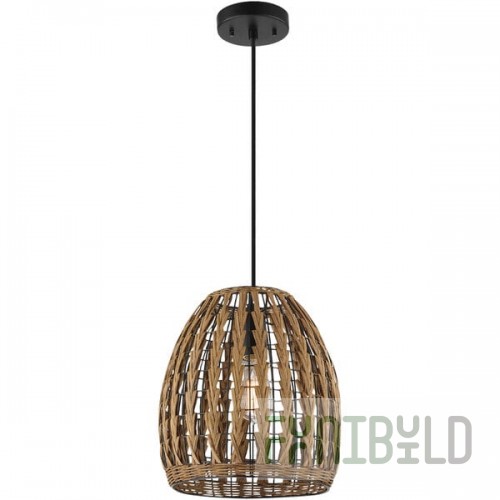 Globe Modern Farmhouse Woven Rattan Pendant Light - 120V, 60W