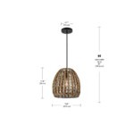 Globe Modern Farmhouse Woven Rattan Pendant Light - 120V, 60W Globe Modern Farmhouse Woven Rattan Pendant Light - 120V, 60W