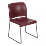 Flash Furniture Hercules Green Full-Back Contoured Stacking Chair with Gray Sled Base