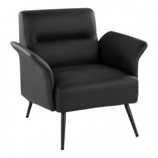 LumiSource Petal Black Faux Leather Accent Arm Chair with Black Metal Frame LumiSource Petal Black Faux Leather Accent Arm Chair with Black Metal Frame