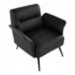 LumiSource Petal Black Faux Leather Accent Arm Chair with Black Metal Frame LumiSource Petal Black Faux Leather Accent Arm Chair with Black Metal Frame