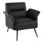 LumiSource Petal Black Faux Leather Accent Arm Chair with Black Metal Frame LumiSource Petal Black Faux Leather Accent Arm Chair with Black Metal Frame