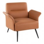 LumiSource Petal Black Faux Leather Accent Arm Chair with Black Metal Frame LumiSource Petal Black Faux Leather Accent Arm Chair with Black Metal Frame