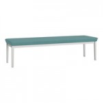 Lesro Lenox Steel Patriot Plus Sea Vinyl Two Guest Arm Chairs with Sarum Twill Laminate Connecting Corner Table