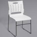 Flash Furniture RUT-2-WH-GG Hercules White Sled Base Stack Chair with Air-Vent Back Flash Furniture RUT-2-WH-GG Hercules White Sled Base Stack Chair with Air-Vent Back