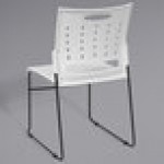 Flash Furniture RUT-2-WH-GG Hercules White Sled Base Stack Chair with Air-Vent Back Flash Furniture RUT-2-WH-GG Hercules White Sled Base Stack Chair with Air-Vent Back