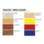 National Public Seating MTFB8-PWPECR 8' Rectangular Mobile Plywood Cafeteria Table with Chrome Frame, ProtectEdge, and 4 Benches
