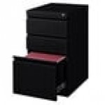 Hirsh 18575 Black Mobile Pedestal Letter File Cabinet with 2 Box Drawers and 1 File Drawer - 15