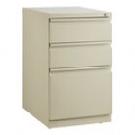 Hirsh 18575 Black Mobile Pedestal Letter File Cabinet with 2 Box Drawers and 1 File Drawer - 15