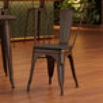 Lancaster Table & Seating Alloy Copper Indoor Cafe Chair with Black Wood Seat