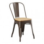 Lancaster Table & Seating Alloy Copper Indoor Cafe Chair with Black Wood Seat