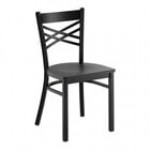 Lancaster Table & Seating Black Finish Cross Back Chair with Antique Walnut Wood Seat - Detached Seat Lancaster Table & Seating Black Finish Cross Back Chair with Antique Walnut Wood Seat - Detached Seat