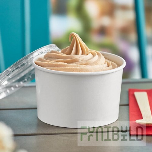 Choice 16 oz. White Paper Frozen Yogurt / Food Cup with Flat Lid - 50/Case