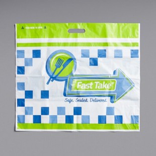 Fast Take Tamper-Evident Printed HDPE Carry Out Bag - 21 Fast Take Tamper-Evident Printed HDPE Carry Out Bag - 21