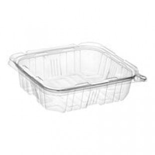 Inline Plastics Safe-T-Fresh 48 oz. Tamper-Resistant, Tamper-Evident Rectangular Hinged Container with Flat Lid - 150/Case Inline Plastics Safe-T-Fresh 48 oz. Tamper-Resistant, Tamper-Evident Rectangular Hinged Container with Flat Lid - 150/Case