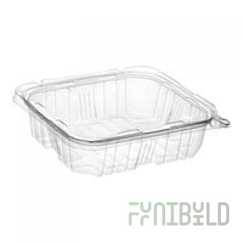 Inline Plastics Safe-T-Fresh 48 oz. Tamper-Resistant, Tamper-Evident Rectangular Hinged Container with Flat Lid - 150/Case