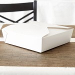 Fold-Pak 05BPWHITEM Bio-Pak White Microwavable Paper #5 Take-Out Containers 8 1/2