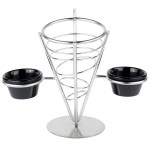 American Metalcraft SS92 Stainless Steel 1-Cone Basket with 2 Ramekins - 5