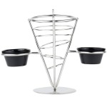 American Metalcraft SS92 Stainless Steel 1-Cone Basket with 2 Ramekins - 5
