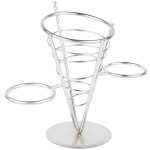 American Metalcraft SS92 Stainless Steel 1-Cone Basket with 2 Ramekins - 5