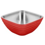 Vollrath 4763755 Double Wall Square Beehive 8.2 Qt. Serving Bowl - Fire Engine Red
