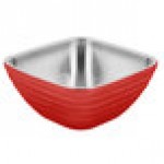 Vollrath 4763755 Double Wall Square Beehive 8.2 Qt. Serving Bowl - Fire Engine Red