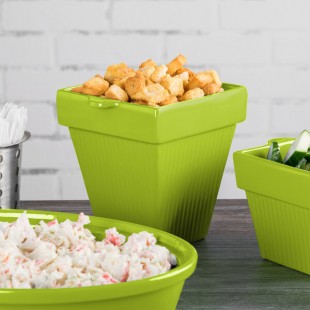 TableCraft CW1470LG 2 Qt. Lime Green Cast Aluminum Square Condiment Bowl TableCraft CW1470LG 2 Qt. Lime Green Cast Aluminum Square Condiment Bowl