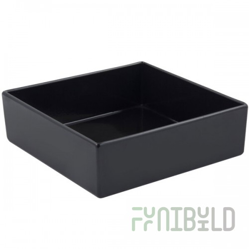 Bon Chef 5107S 96 oz. Black Sandstone Finish Cast Aluminum Straight Sided Square Bowl